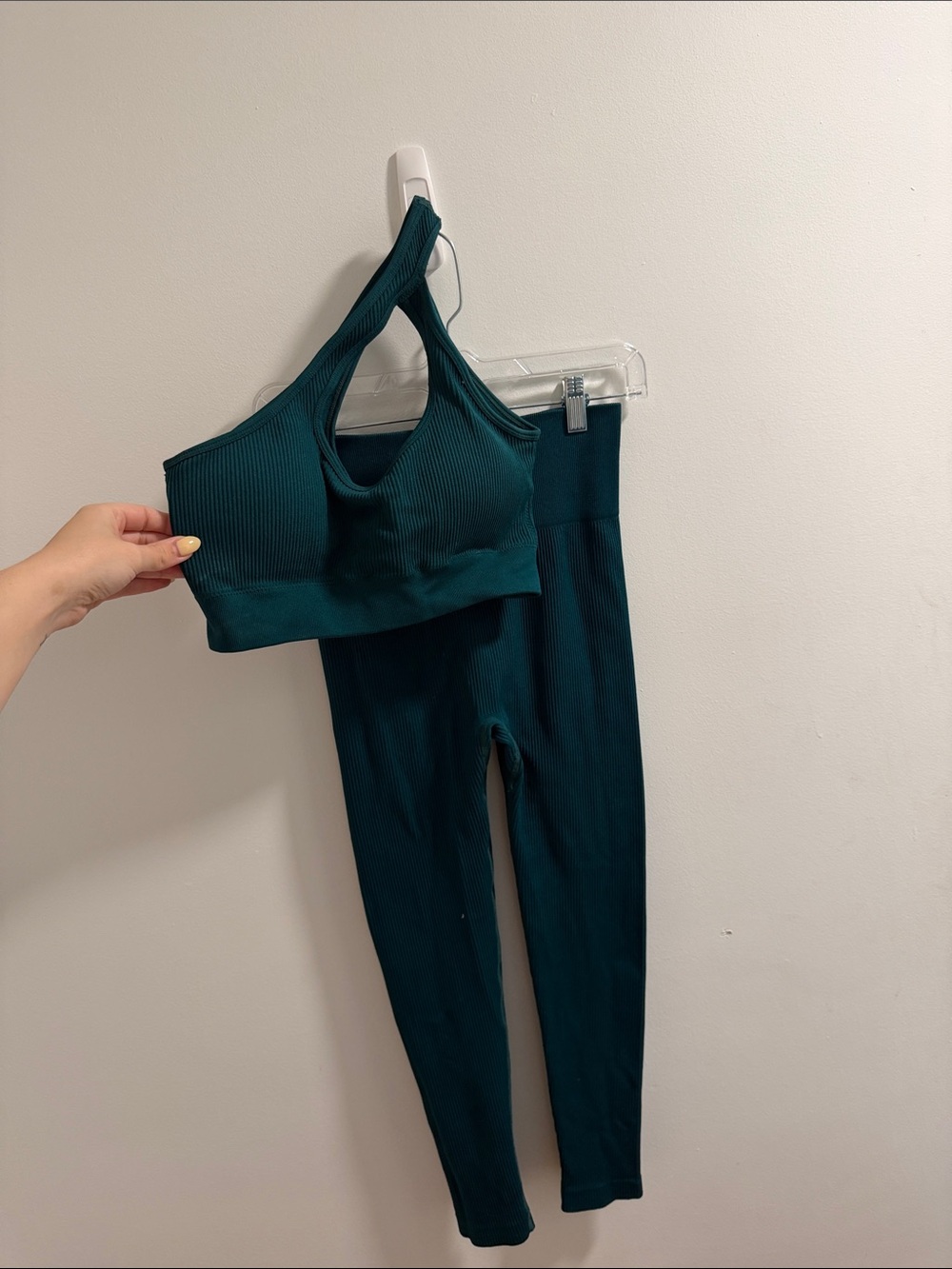 Ribbed Dark Teal Active Set - Sports Bra + Leggings